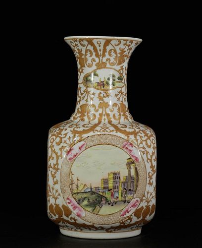 19th C. Chinese Hand painted Famille Rose Vase,
