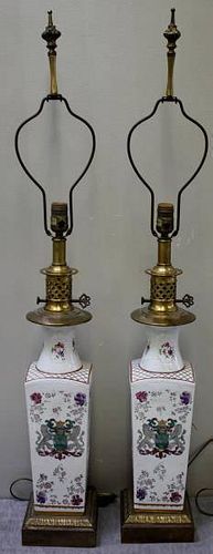 Pair of Decorative Paul Hanson Porcelain Lamps.