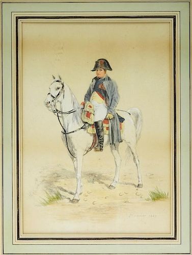 Ernest Meissonier Ink & WC Painting of Napoleon