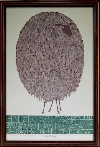Jacques Hnizdovsky Signed Sheep Exhibition Poster