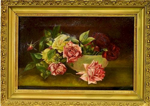 American Victorian OC Still Life Painting of Roses