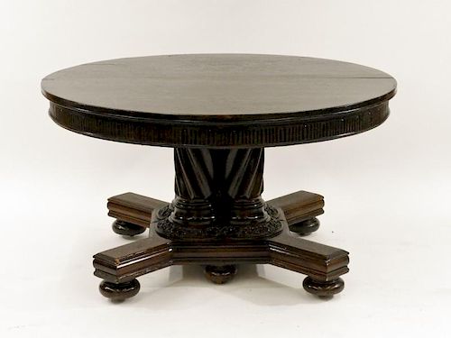 C.1890 American Solid Oak Split Pedestal Table