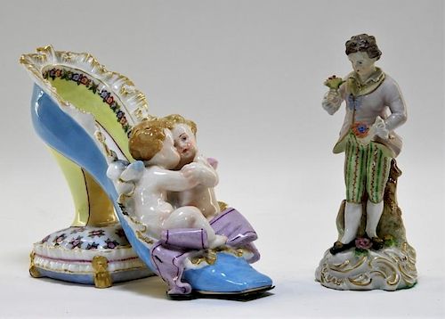 2 German Dresden Porcelain Figural Groupings