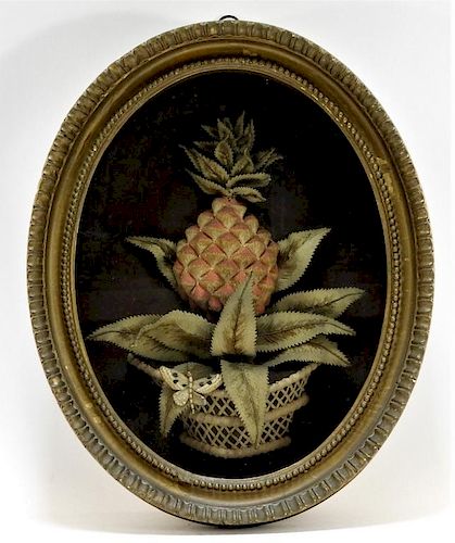 American Victorian Pineapple Stumpwork Embroidery