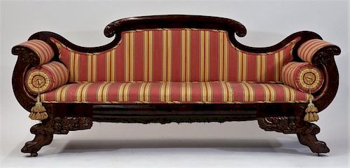 American Philadelphia Federal Carved Mahogany Sofa