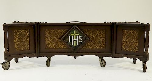 Funeral Parlor Stained Glass Inset Casket Stand