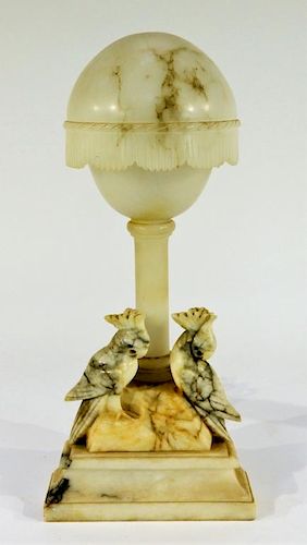 American Art Deco Alabaster & Marble Cockatoo Lamp
