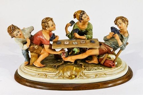 Italian Capodimonte Cheats Porcelain Figure Group