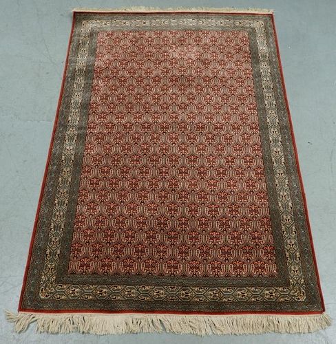 Persian Oriental Silk Floral Pattern Carpet