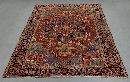 Antique Persian Oriental Heriz Pattern Carpet