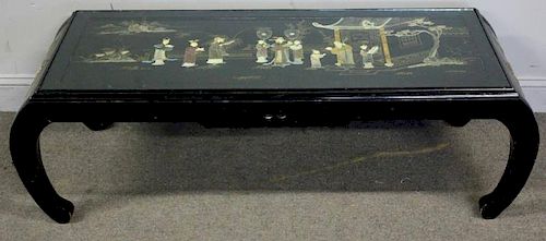 Chinese Coffee Table with Recessed Figural Scene.