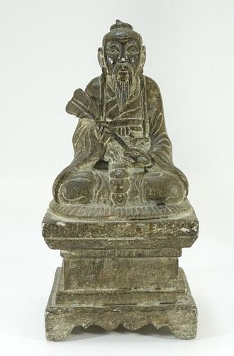 19C. Chinese Archaistic Soapstone Wise Man Carving