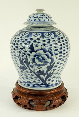 19C. Chinese Blue & White Porcelain Ginger Jar