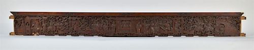 19C. Chinese Carved Wood Kang Bed Fragment Panel