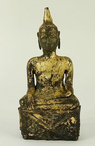 Laotian Gilt Bronze Figure of a Seated Buddha