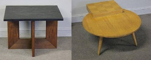 Midcentury Table Lot Including Slate Top Table.