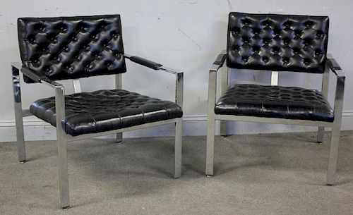 Harvey Probber Style Chrome Lounge Chairs.