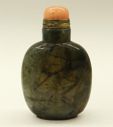 Chinese Carved Labradorite Gemstone Snuff Bottle