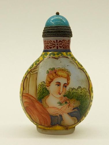 Chinese European Market Painted Glass Snuff Bottle