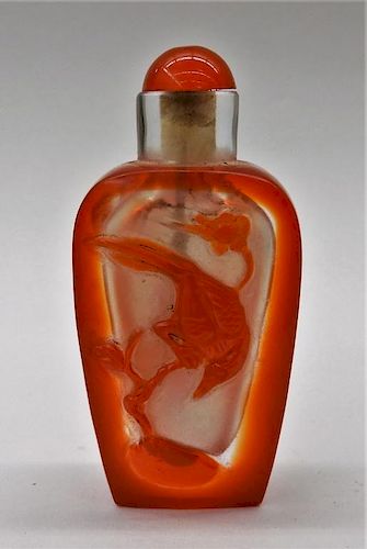 Chinese Red Overlay Peking Glass Snuff Bottle