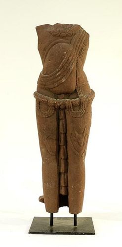 Indian Carved Redstone Figure Fragment of Vishnu