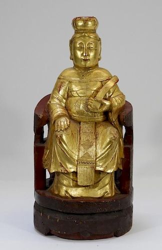 Chinese Carved Gilt Wood Figure of an Official