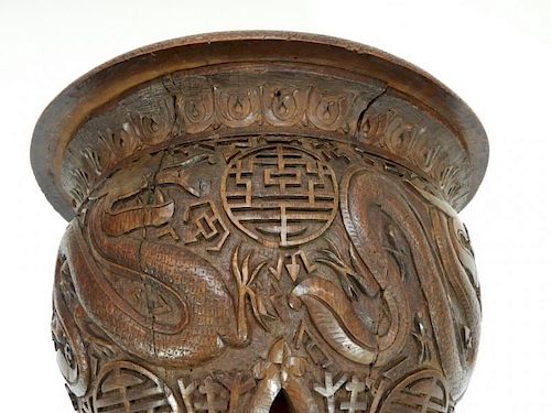 20C. Chinese Relief Carved Hardwood Table Stand