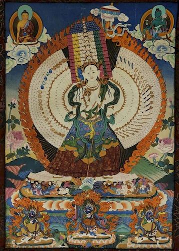 Sino Tibetan Polychrome Buddhist Thanka Textile