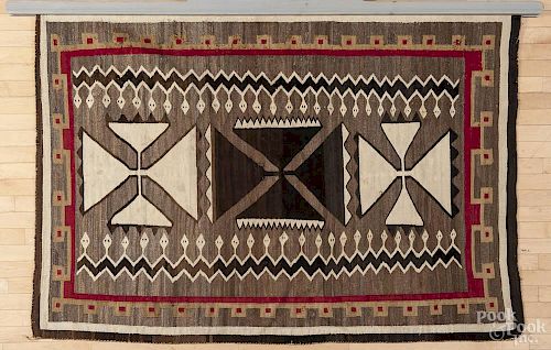 Large Native American Navajo weaving, 77'' x 53''.
