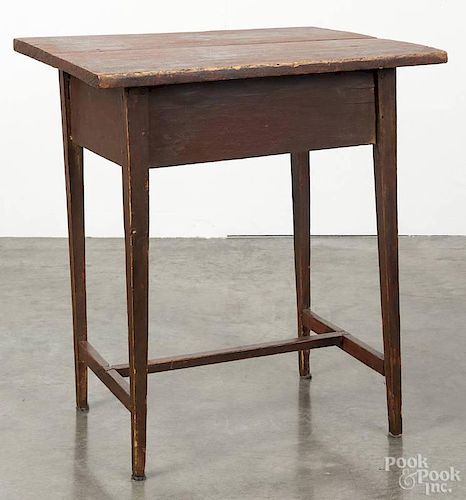Pennsylvania pine work stand, 19th c., retaining a red stain, 26'' h., 24 1/4'' w., 20'' d.