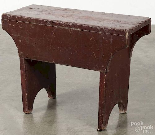 Painted pine stool, 19th c., 18'' h., 24'' w., 10'' d.
