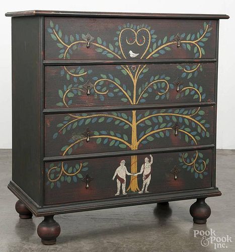 Contemporary painted pine chest of drawers, by Larry Crouse, 41'' h., 36'' w.