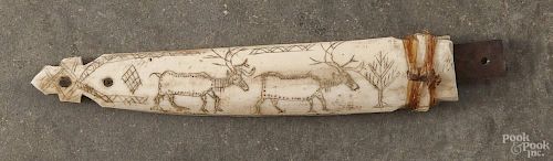 Inuit dagger with carved bone sheath, 7 1/2'' l.