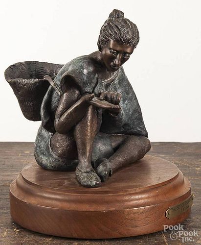 J.R.Eason (American late 20th c.), bronze titled Pause for Palmistry, 7'' h.