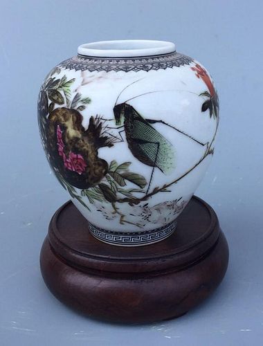 Chinese Famille Rose Porcelain Water Jar, Marked