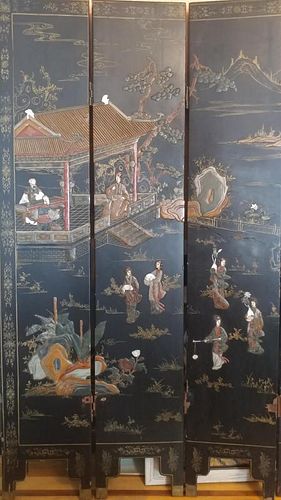 VINTAGE ORIENTAL HAND PAINTED AND CARVED 6 PARTS