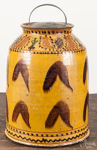 Greg Shooner redware jar, signed and dated 2000, 20 1/2'' h.