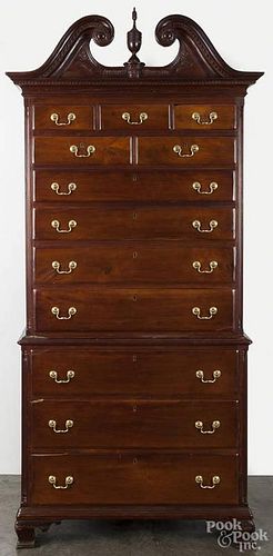 Pennsylvania Chippendale cherry chest on chest, late 18th c., 89'' h., 38'' w.
