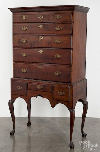 New England Queen Anne maple chest on frame, ca. 1760, 69 1/2'' h., 36 3/4'' w.