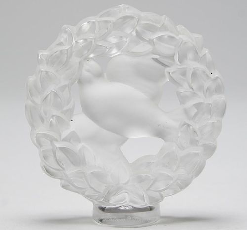 Lalique Frosted Crystal "Pax" Dove Seal, #10615
