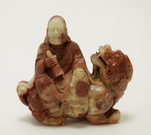 Chinese Soapstone Carved Damo