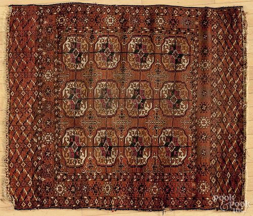 Turkoman carpet, early 20th c., 3'10'' x 3'2''.