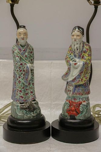 Pair of Chinese Porcelain Figure as Lamp