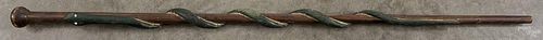 Carved and painted snake walking stick, ca. 1900, 37 1/2'' l.
