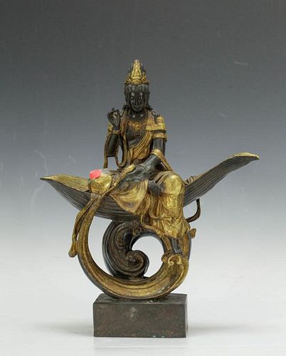 Chinese Gilt Bronze Guanyin