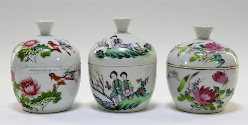 3 Chinese Famille Rose Porcelain Food Warmer