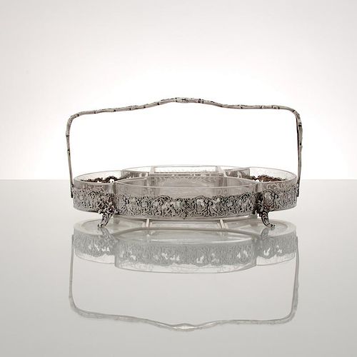 American Sterling Tray with Glass Inserts
