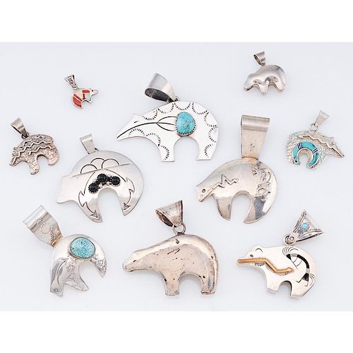 Variety of Sterling Silver Bear Pendants; from the Estate of Lorraine Abell (New Jersey, 1929-2015)