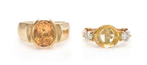 A Collection of Yellow Gold and Gemstone Rings, 9.90 dwts.