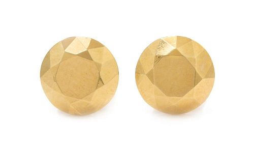 A Pair of 18 Karat Yellow Gold "Two Carat" Stud Earrings, Elsa Peretti for Tiffany & Co., 1.70 dwts.